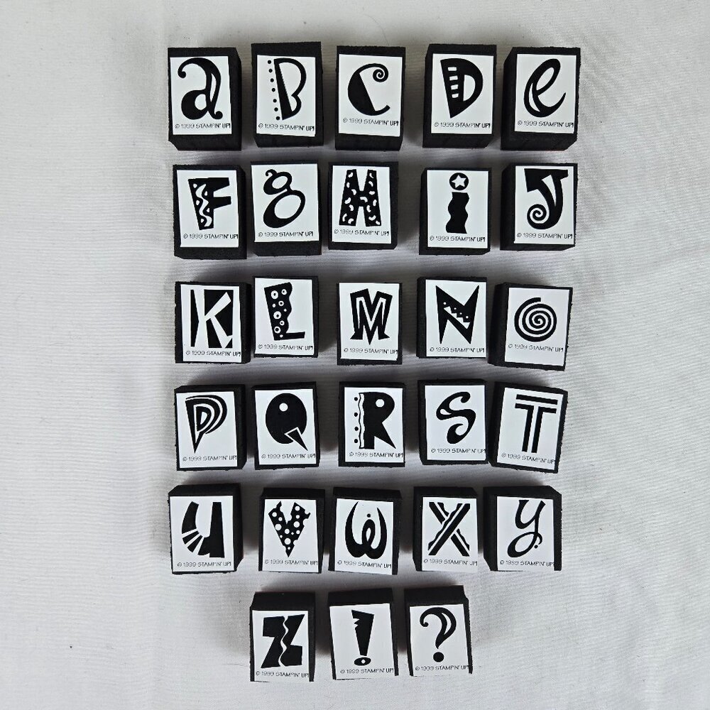 Stampin' Up! Set of Outrageous Alphabet Stamps 1999 in Clear Container